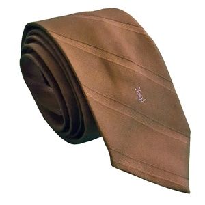 Yves Saint Laurent Mens Vintage Striped Tie Brown